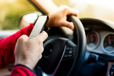 Man Texting and Driving Just Before Car Wreck